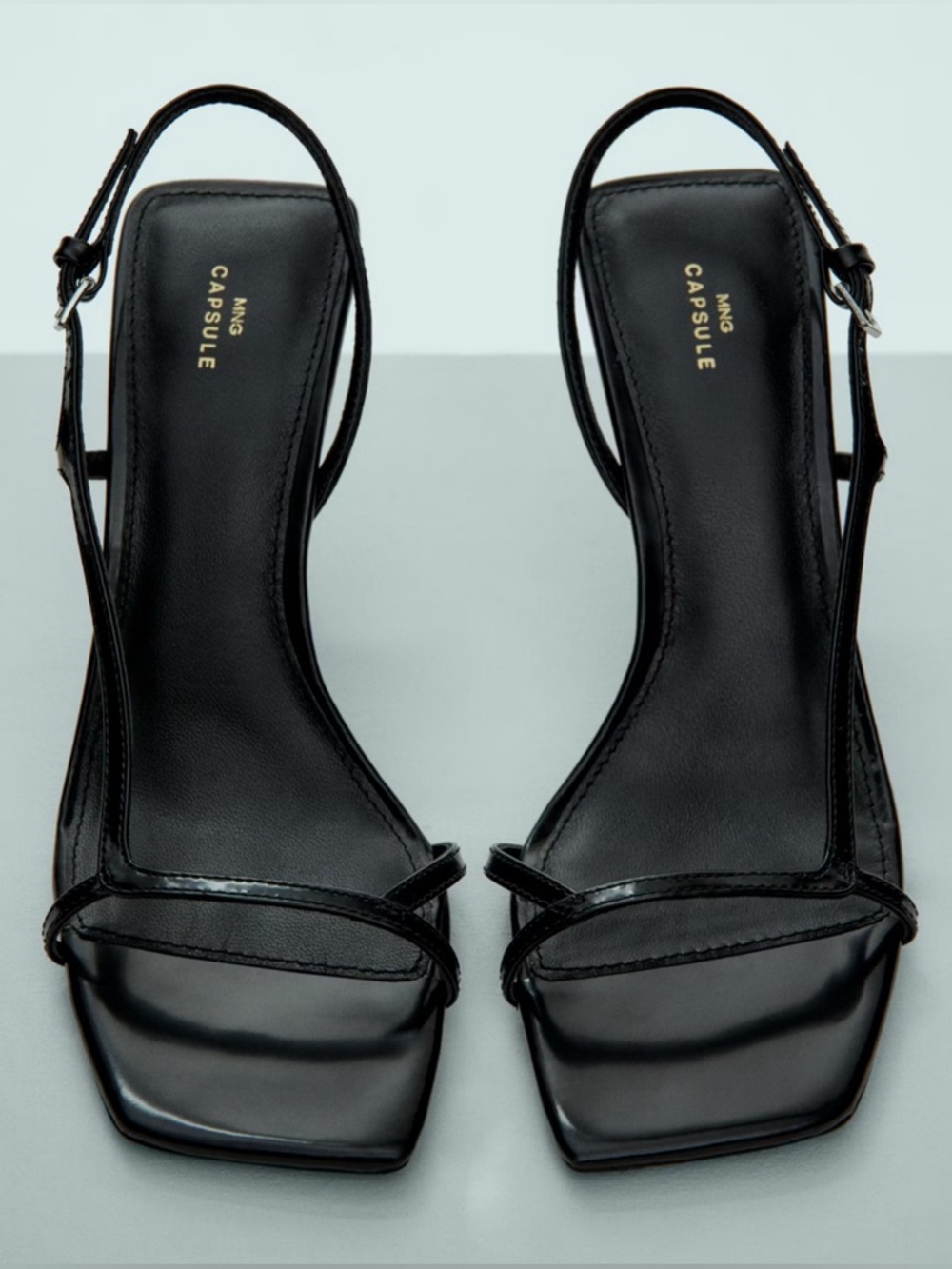 Mango Capsule  Black Minimalist Square-Toe leather heel